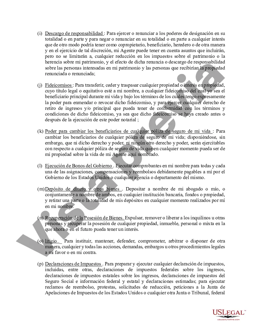 Preview Poder general duradero para la propiedad y las finanzas o efectivo financiero en caso de incapacidad