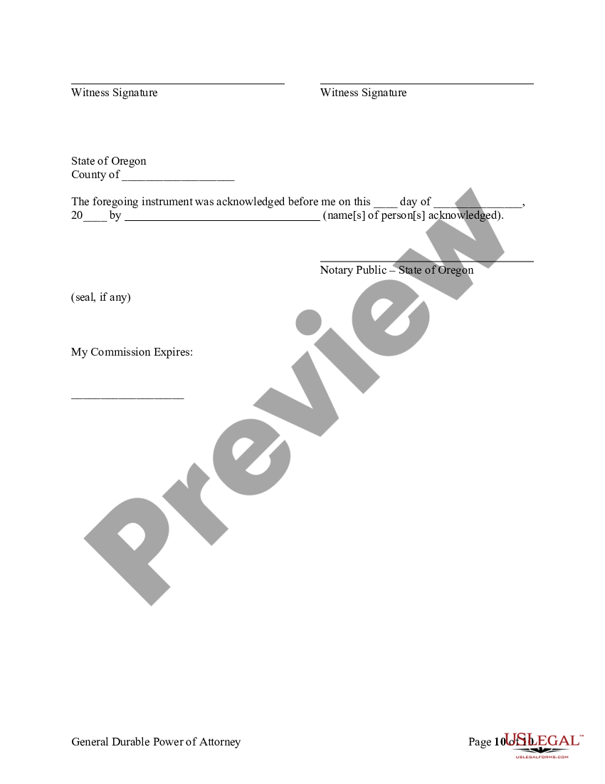 page 9 General Durable Power of Attorney for Property and Finances or Financial Effective upon Disability preview