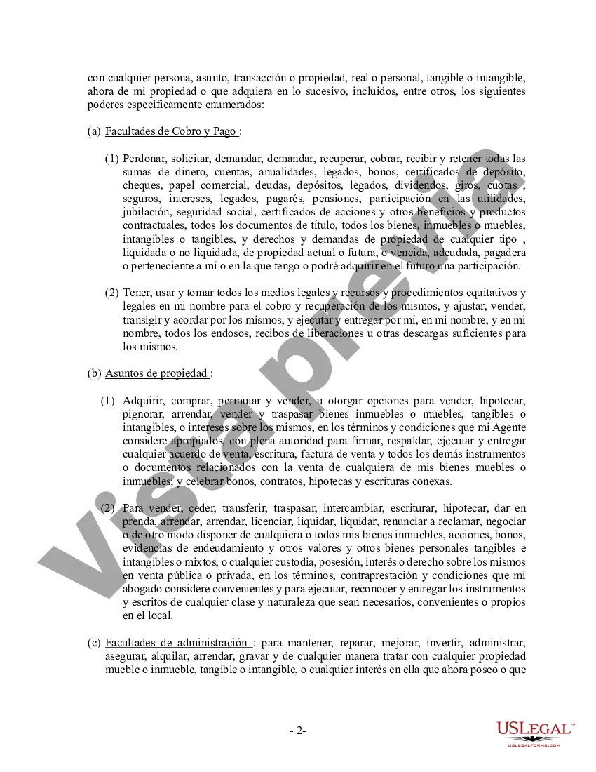 Preview Poder General Duradero para Bienes y Finanzas o Financiero Efectivo Inmediatamente