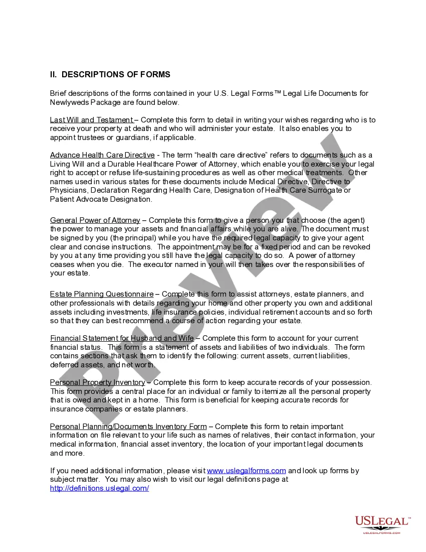 Preview Oregon Essential Legal Life Documents for Newlyweds