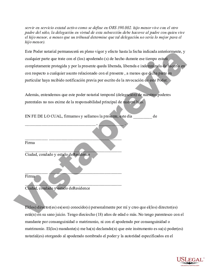 Preview Poder General para el Cuidado y Custodia del Hijo o Hijos