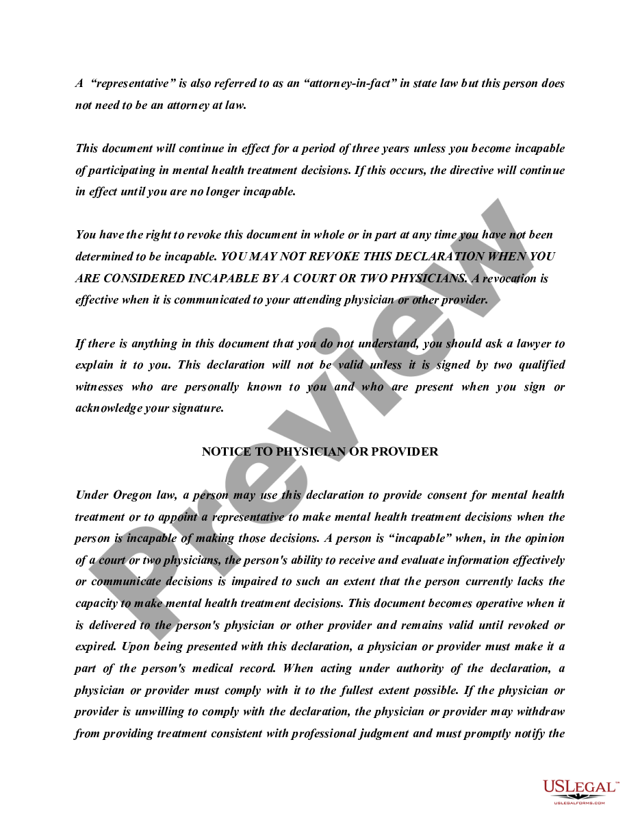 page 5 Statutory Power of Attorney for Mental Health Care preview