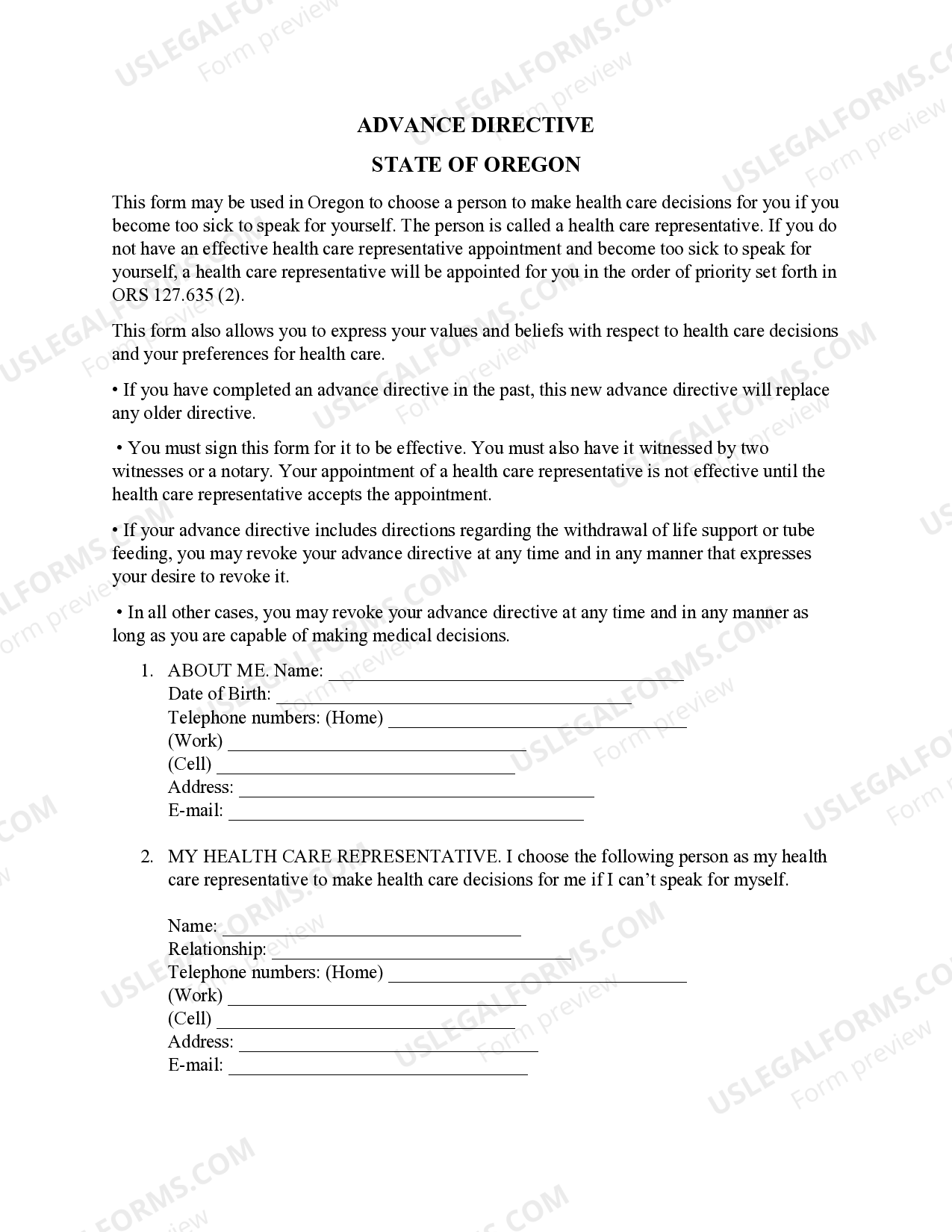 Oregon Health Care Directive - Advance Healthcare directive - Oregon ... Oregon Health Care Directive - Advance Healthcare directive - Oregon ...
