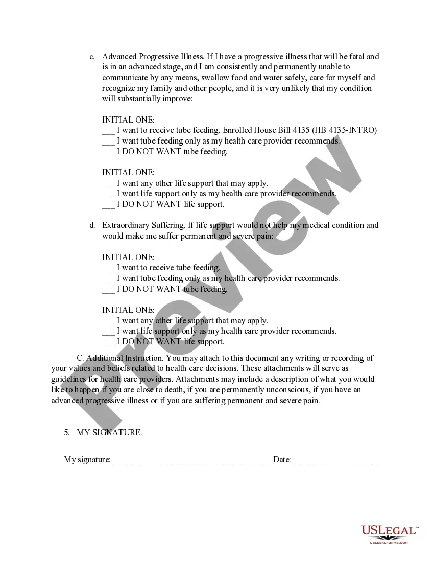 Preview Health Care Directive - Advance Healthcare directive - includes Living Will and Health Care Decisions Statutory form