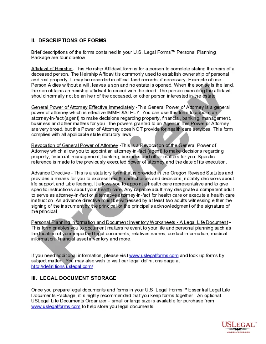 Preview Oregon Newly Widowed Individuals Package