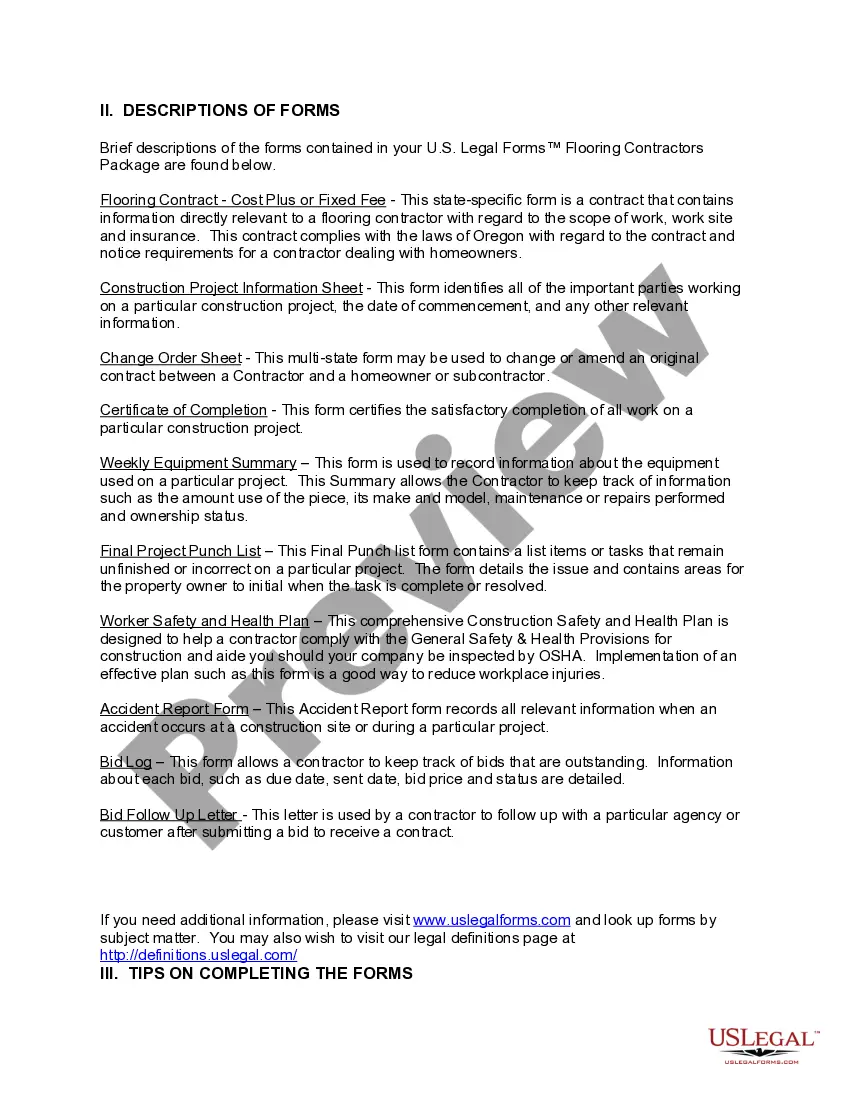 Get Oregon Flooring Contractor Package Preview Oregon Flooring Contractor Package