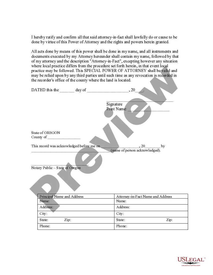 Preview Special or Limited Power of Attorney for Real Estate Purchase Transaction by Purchaser