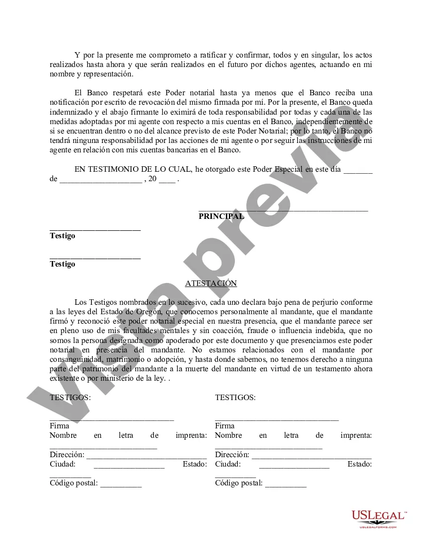 Preview Poder especial duradero para asuntos de cuentas bancarias