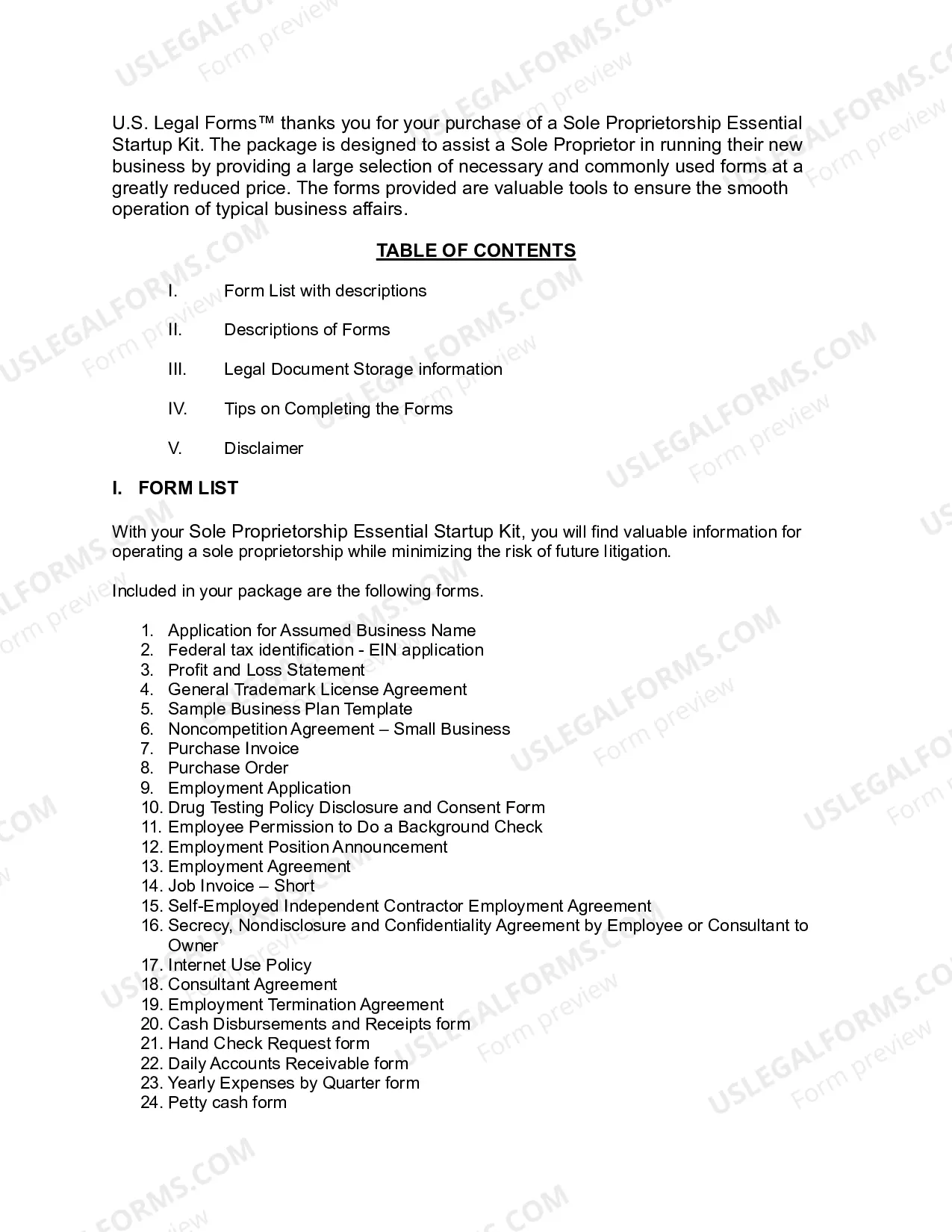 Preview Oregon Sole Proprietorship Essential Startup Kit