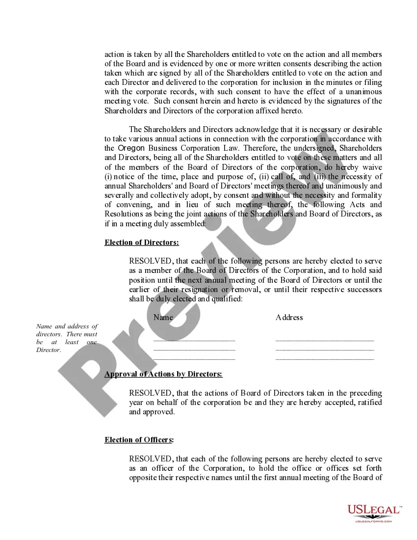 Get Annual Minutes for an Oregon Professional Corporation Preview Annual Minutes for an Oregon Professional Corporation