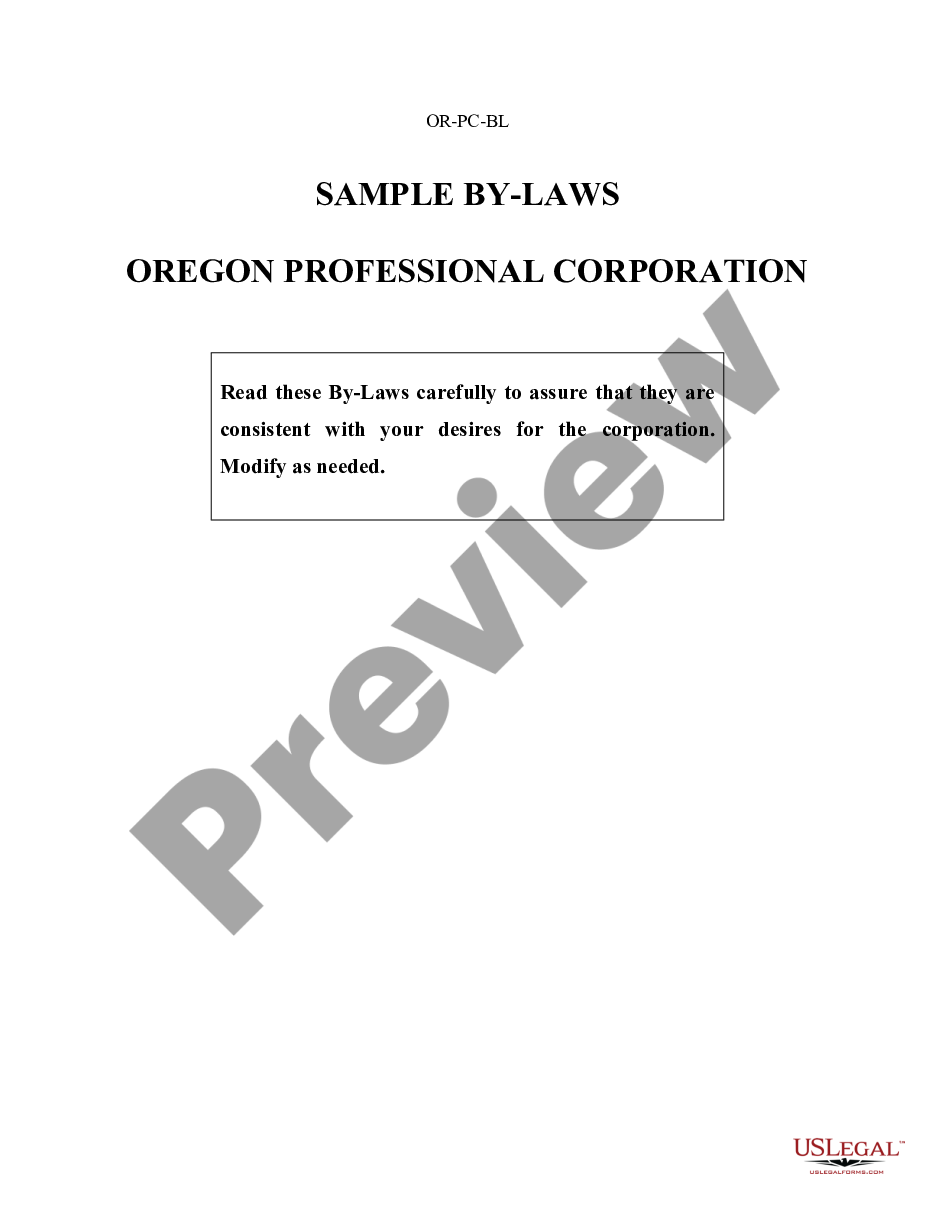 page 0 Sample Bylaws for an Oregon Professional Corporation preview