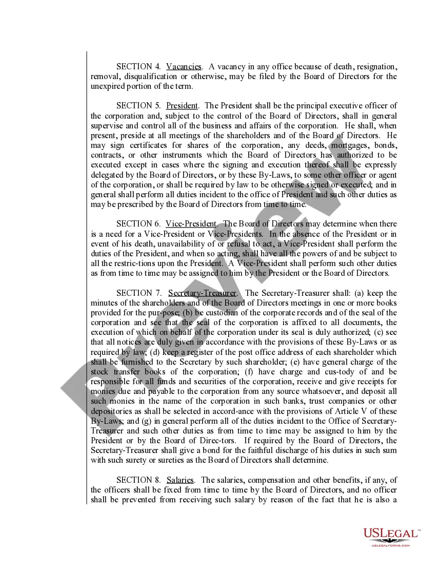 Preview Sample Bylaws for an Oregon Professional Corporation