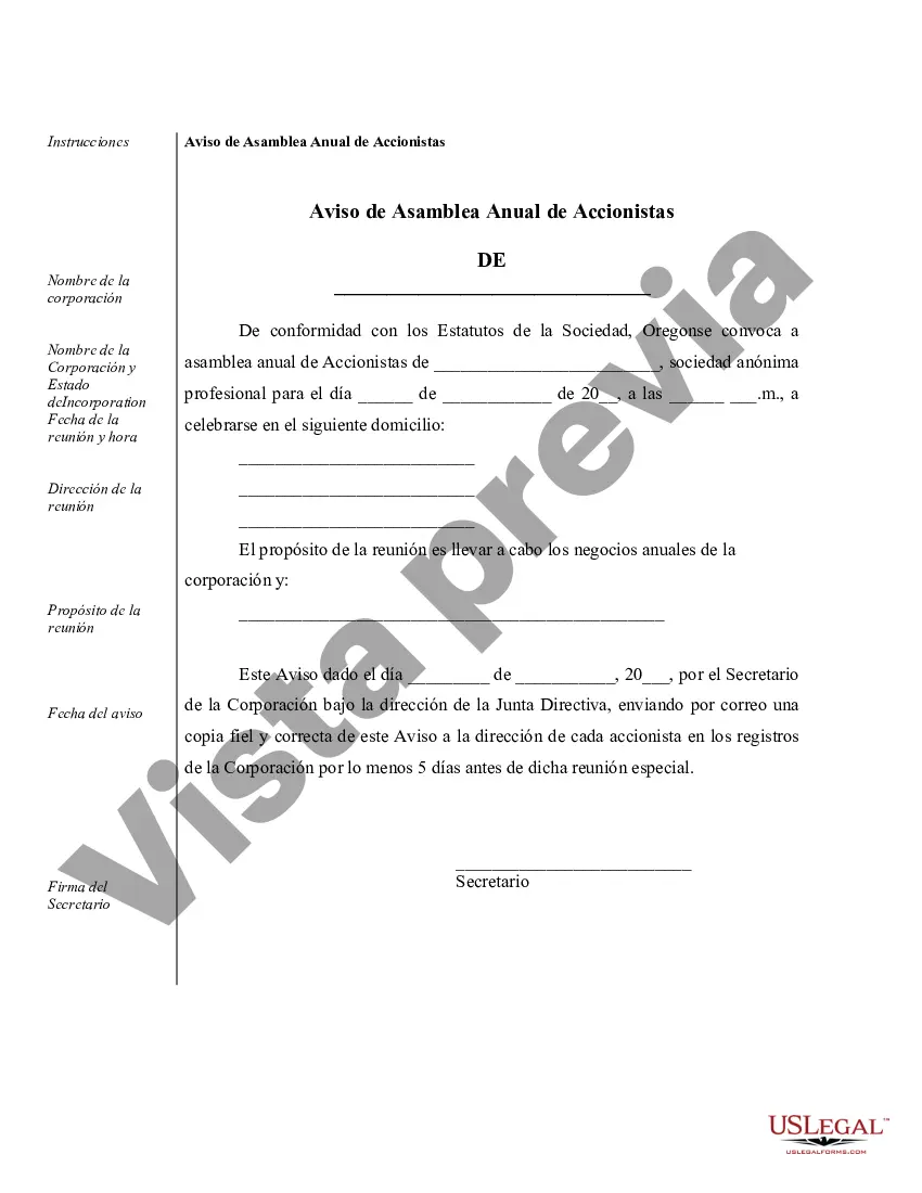 Preview Ejemplos de registros corporativos para una corporación profesional de Oregón
