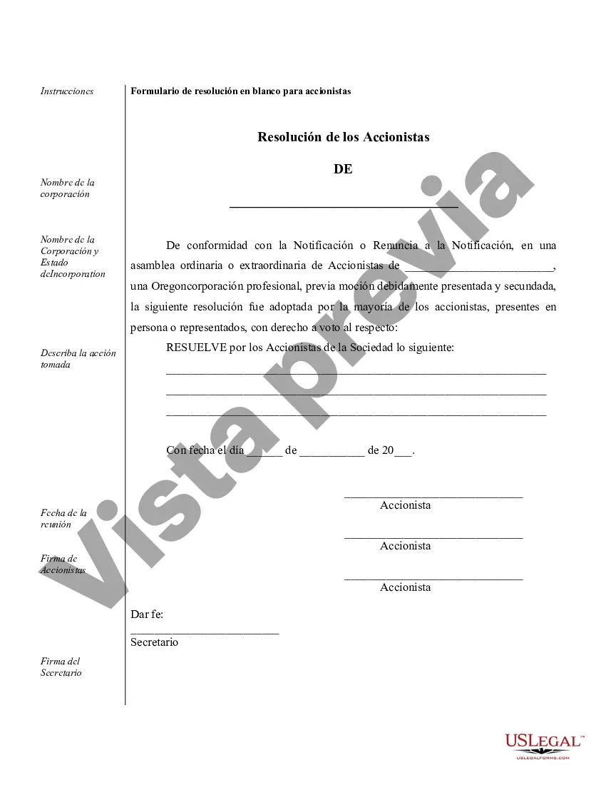 Preview Ejemplos de registros corporativos para una corporación profesional de Oregón