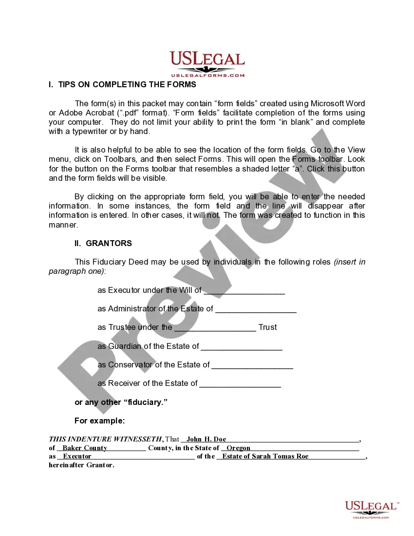 Get Fiduciary Deed for use by Executors, Trustees, Trustors, Administrators and other Fiduciaries Preview Fiduciary Deed for use by Executors, Trustees, Trustors, Administrators and other Fiduciaries