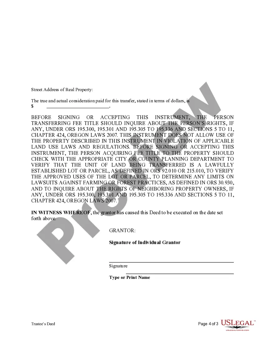 Preview Fiduciary Deed for Trustee to Trustee