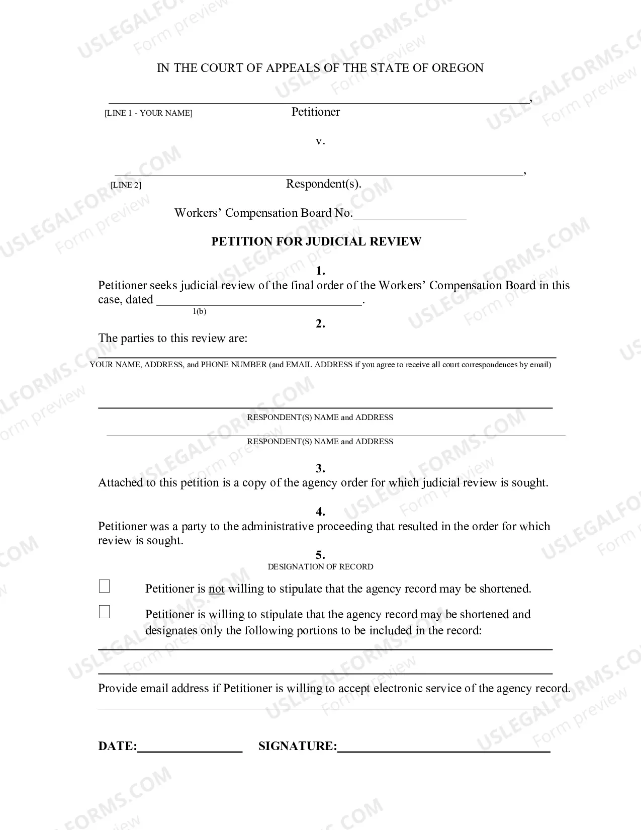Preview Petition For Judicial Review (Workers Compensation Board)