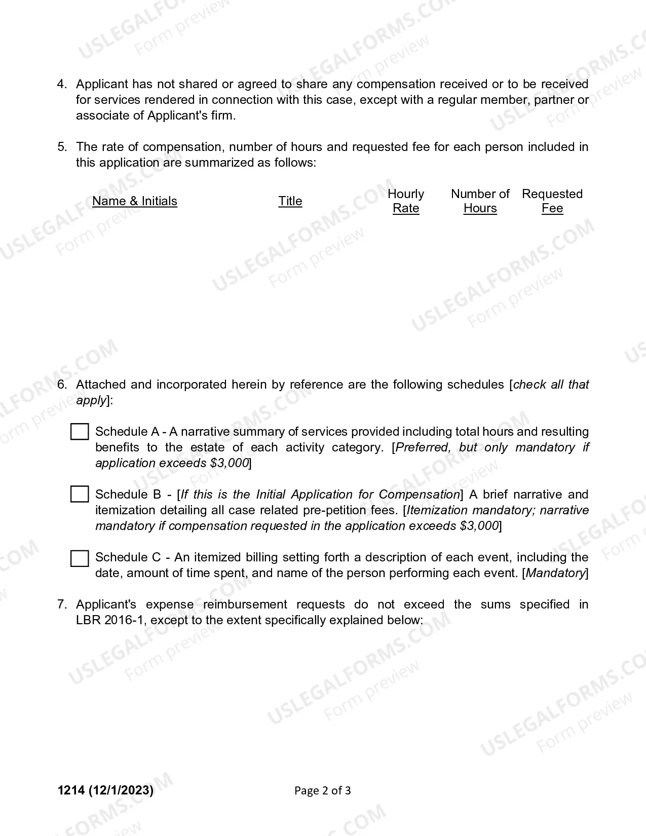 Preview Application For Chapter 12 Initial Or Supplemental Compensation of Attorney For Debtor