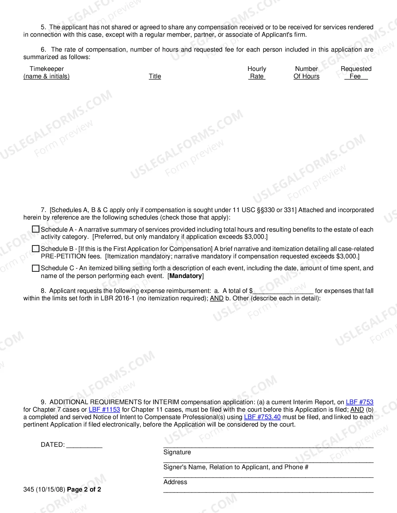 Preview Application For Chapter 7 Or 11 Interim Or Final Professional Compensation