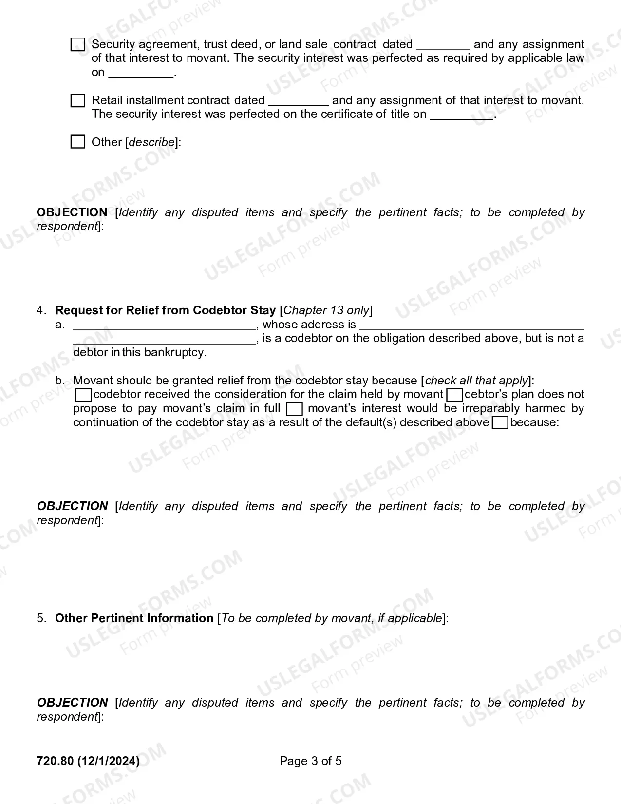Preview Chapter 7-13 Motion For Relief Debtor Or Codebtor Stay