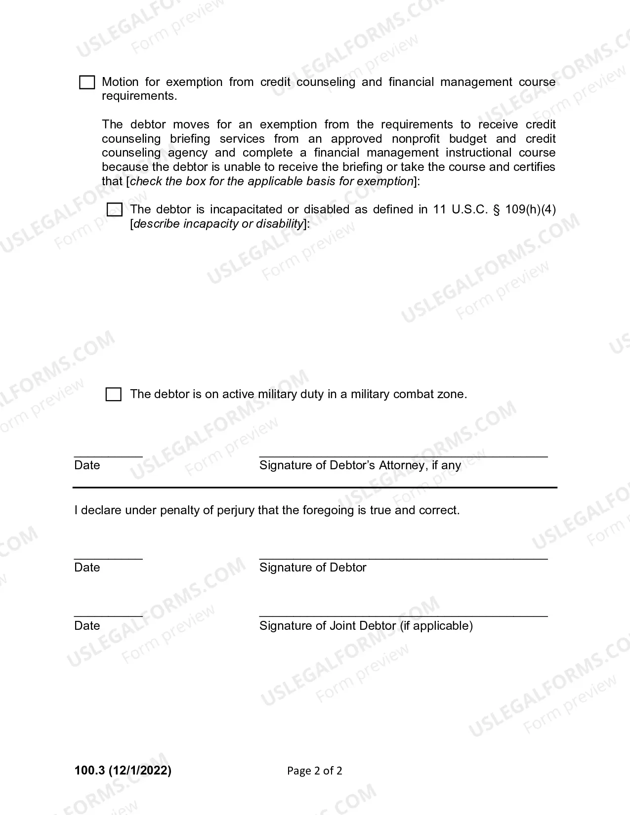 Preview Debtors Motion For Extension or Exemption