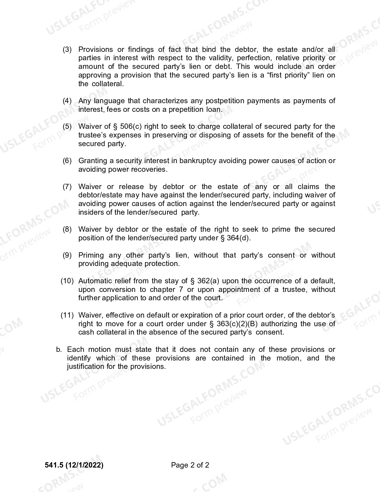 Preview Guidelines Regarding Motions To Use Cash Collateral Or To Obtain Credit