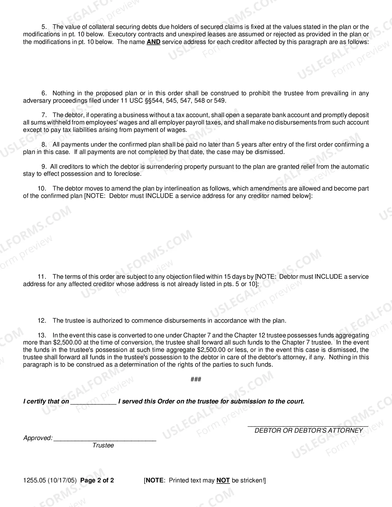 Preview Order Confirming Chapter 12 Plan And Resolving Motions (For Cases Filed On Or After 10-17-05)