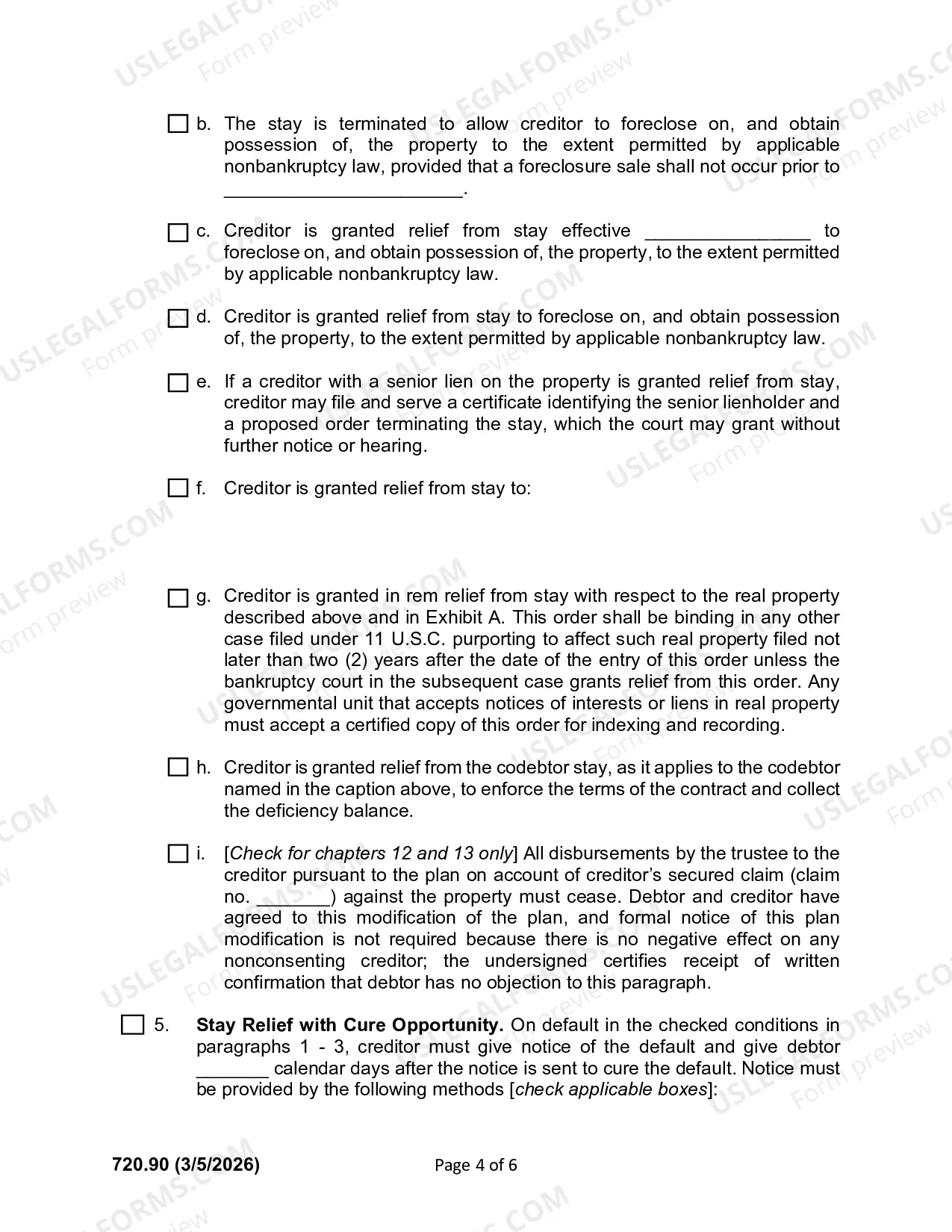 Preview Order Re Relief From Stay
