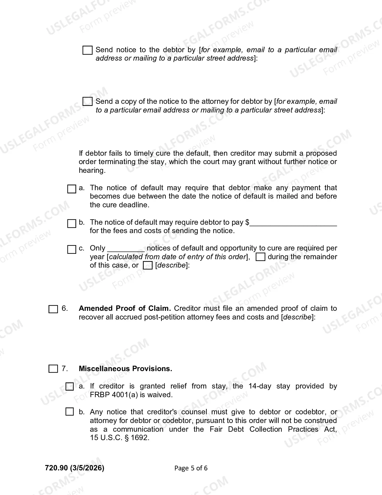 Preview Order Re Relief From Stay