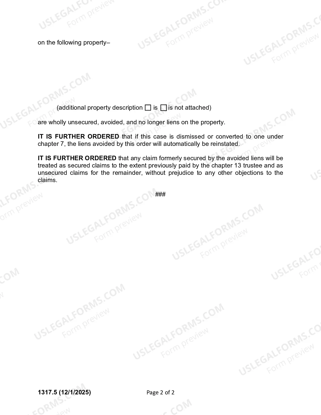 Preview Order Valuing Pursuant To 11 USC 506 And Avoiding Wholly Unsecured Lien