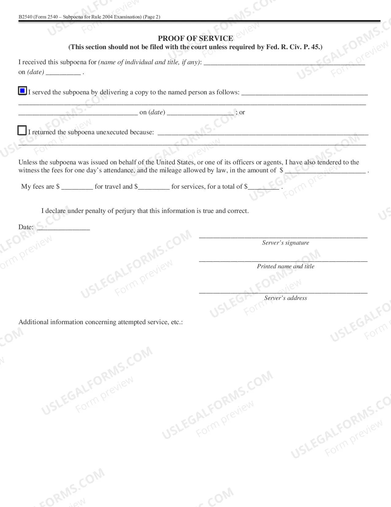 Preview Subpoena for Rule 2004 Examination