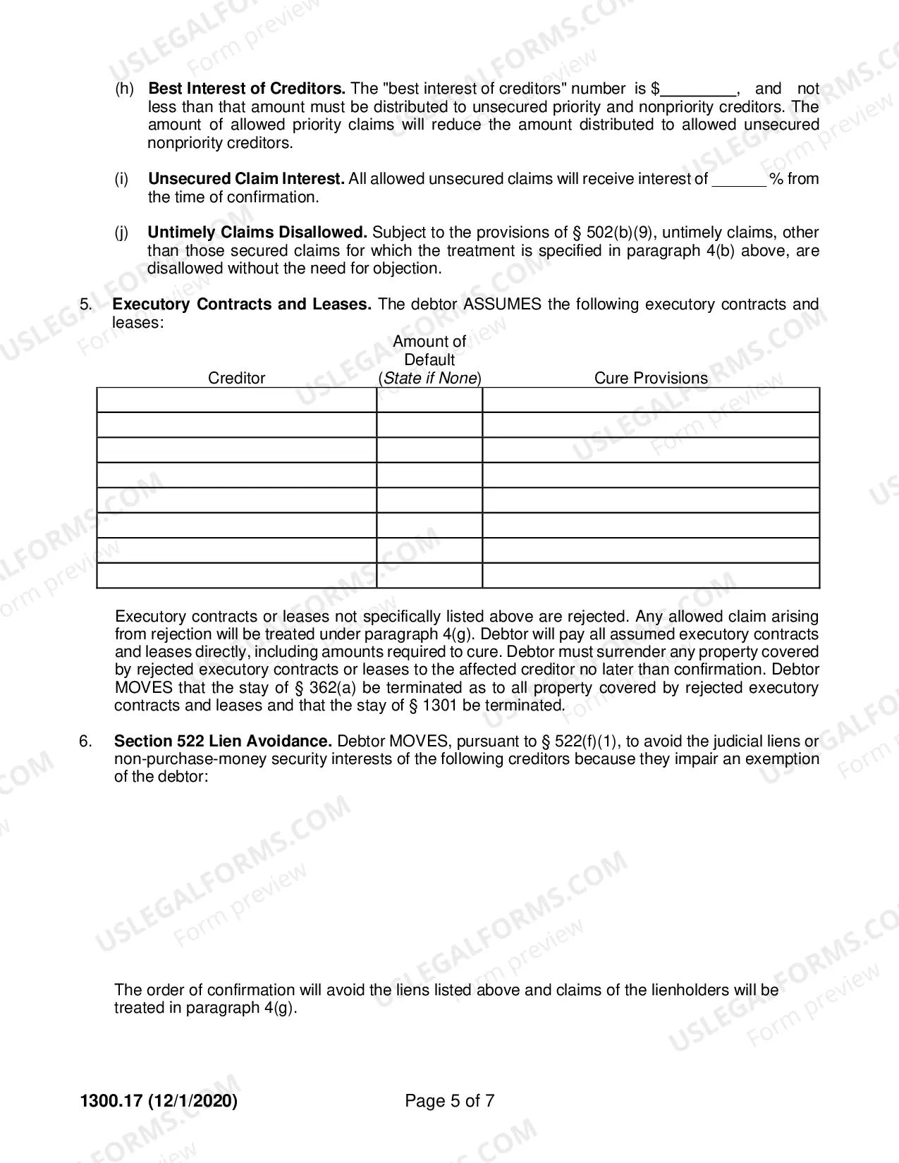 Preview Ch. 13 Plan [Use w/ Case Filed or Converted On/After 12/1/17]