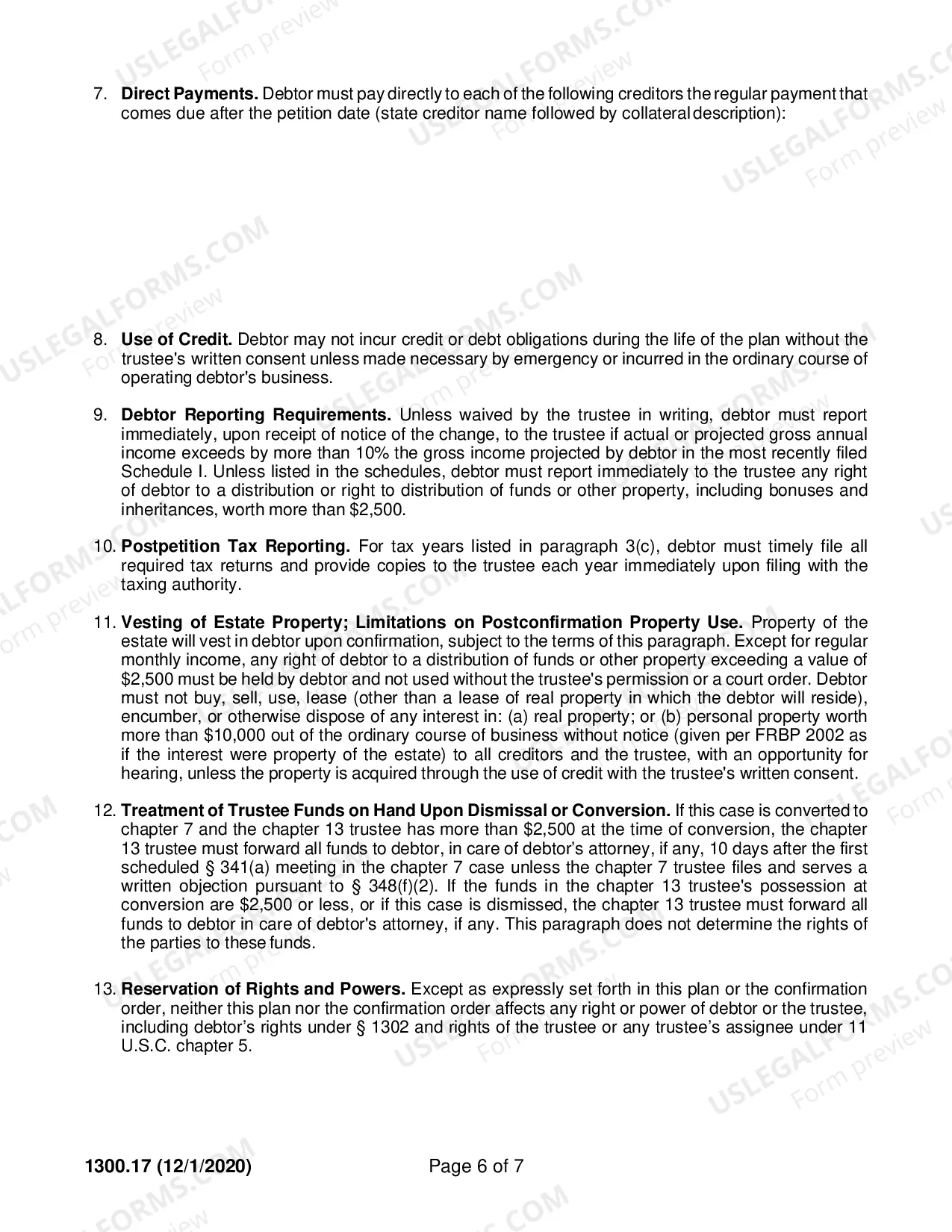 Preview Ch. 13 Plan [Use w/ Case Filed or Converted On/After 12/1/17]