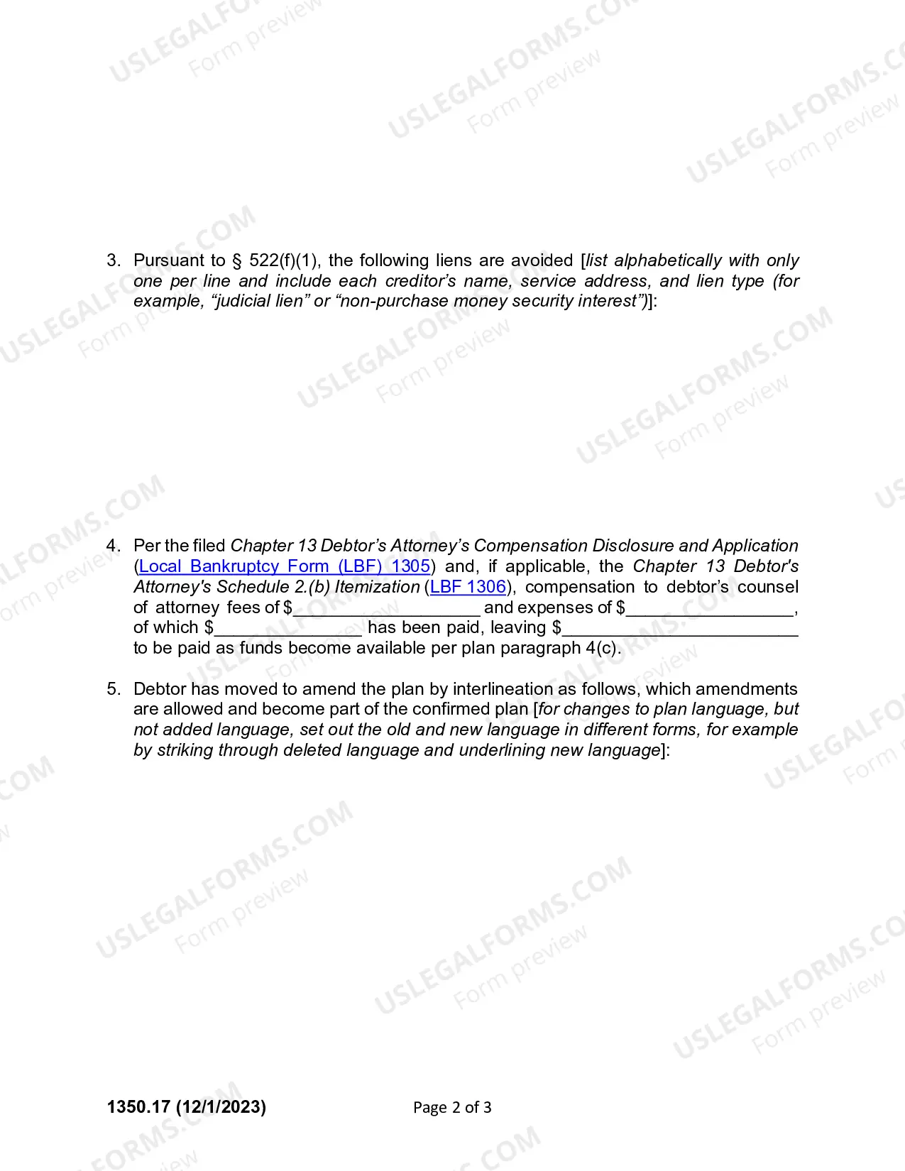 Preview Ch. 13 Order Confirming Plan [Use with Ch. 13 Plans filed on LBF 1300.17]