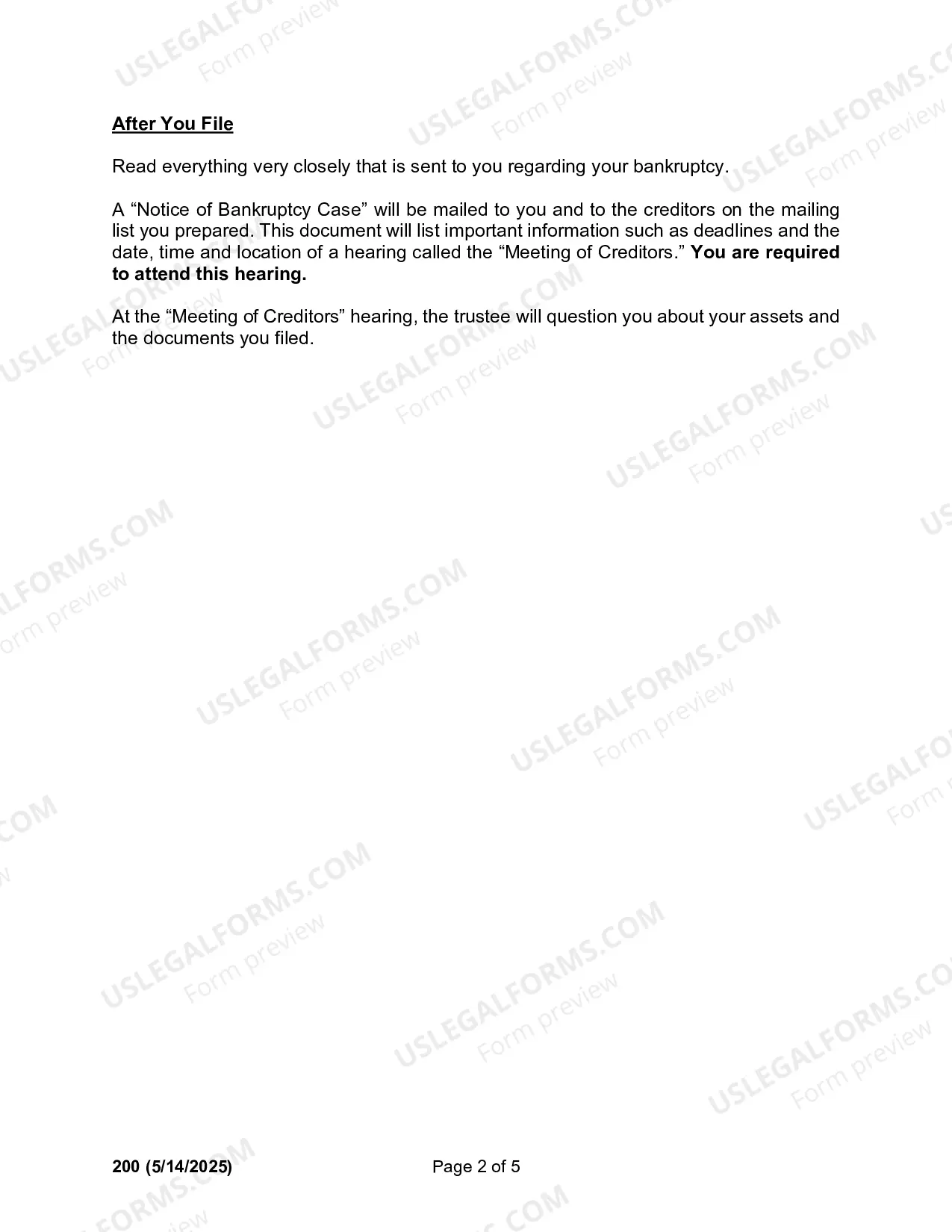 Preview Instructions for Filing a Non-Individual Bankruptcy Case