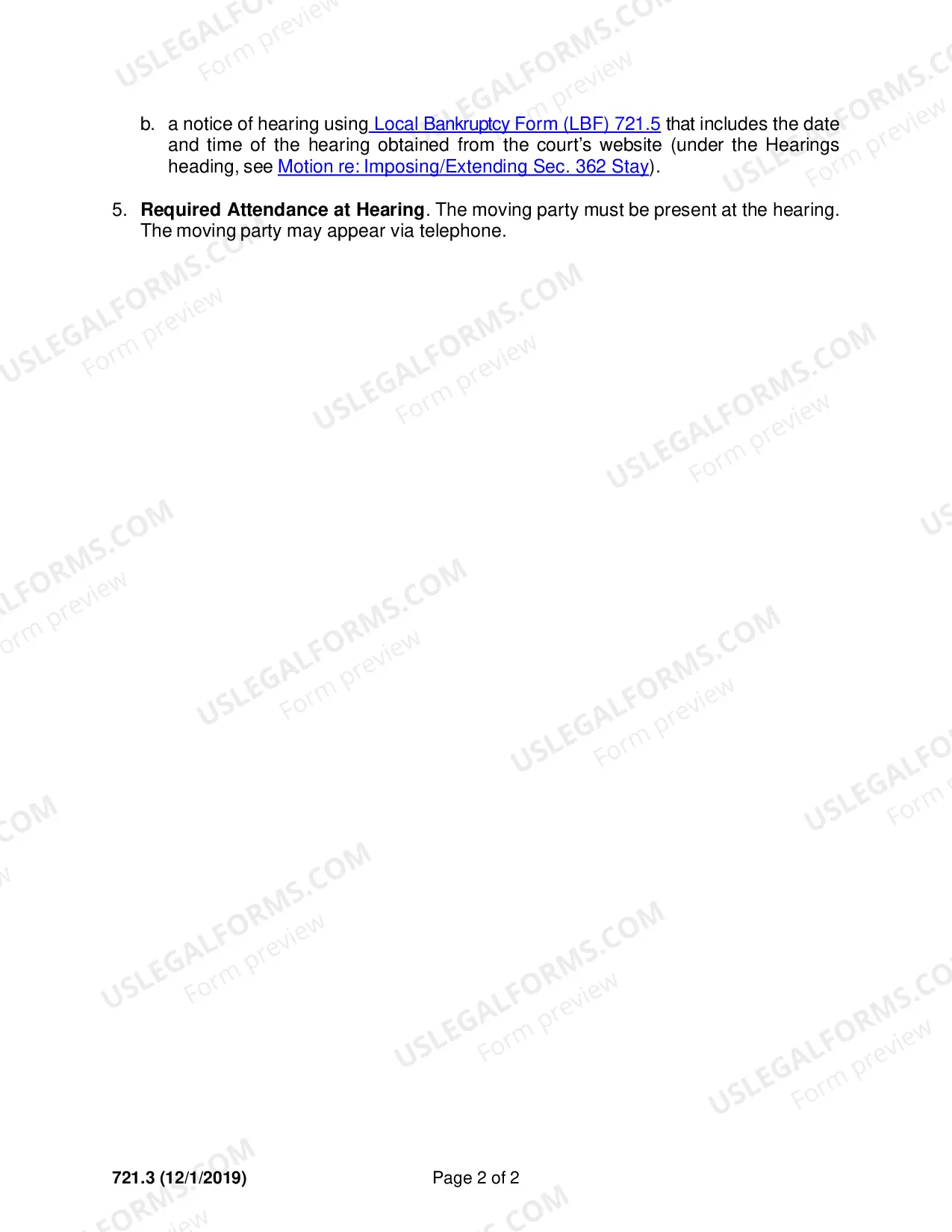 Preview Procedures Re Extending/Imposing Stay
