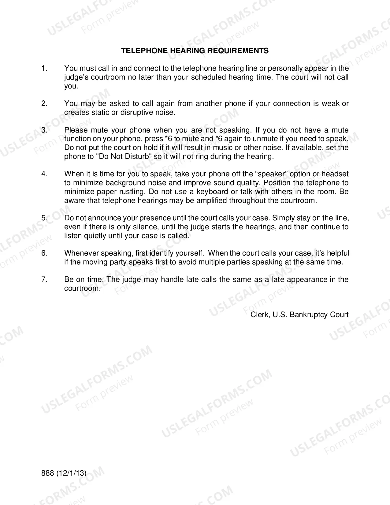 Preview Telephone Hearing Requirements