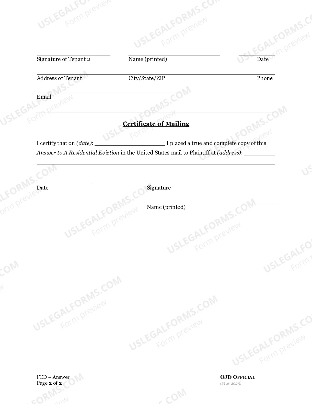 Preview Answer To A Residential Eviction
