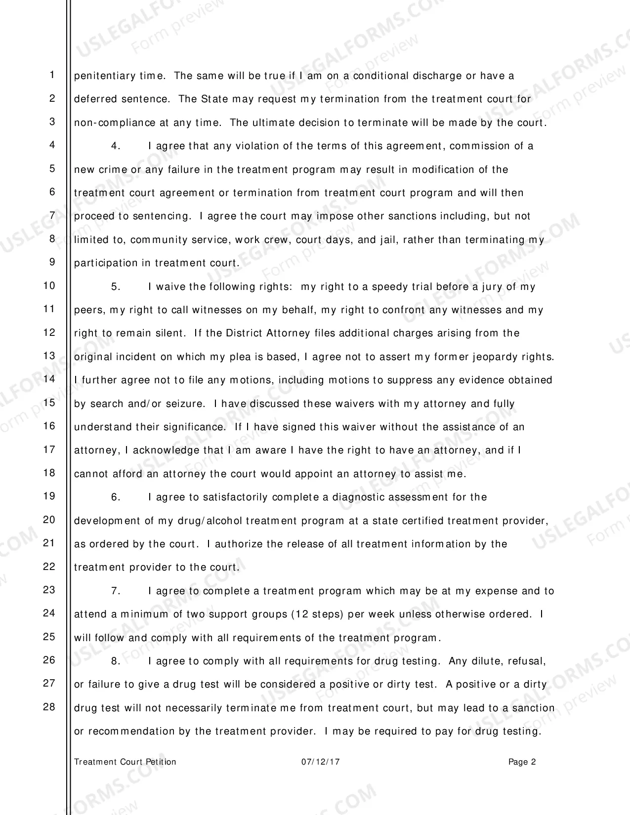 Preview Petition For Treatment Court