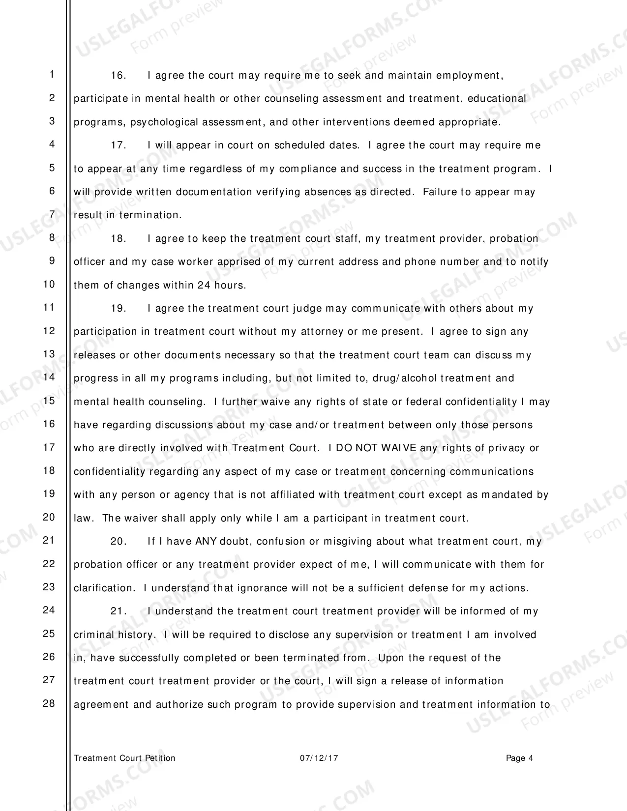 Preview Petition For Treatment Court