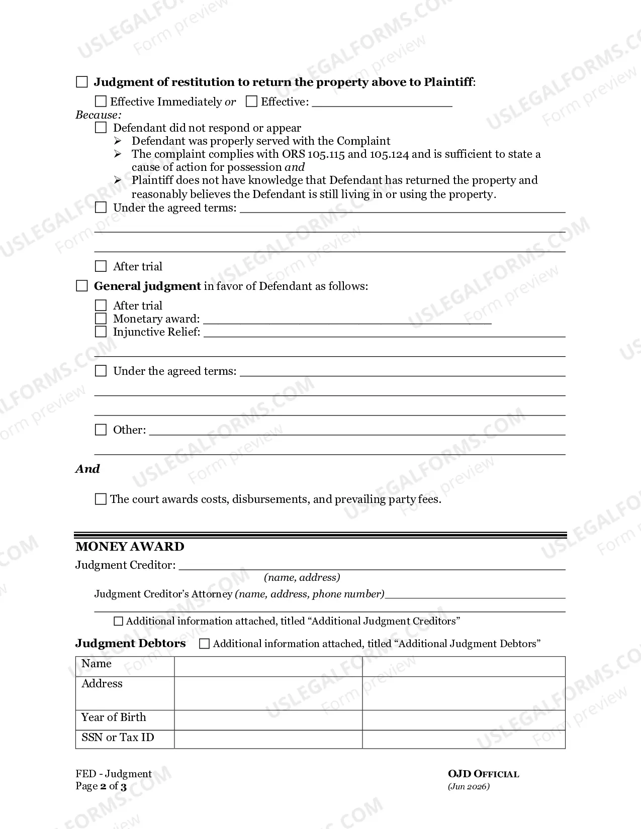 Preview Residential Eviction General Judgment And Money Award