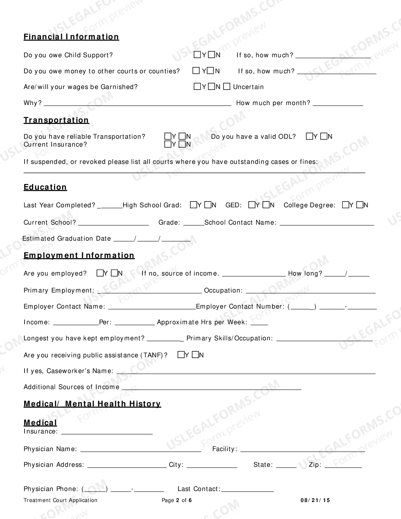 Preview Treatment Court Application