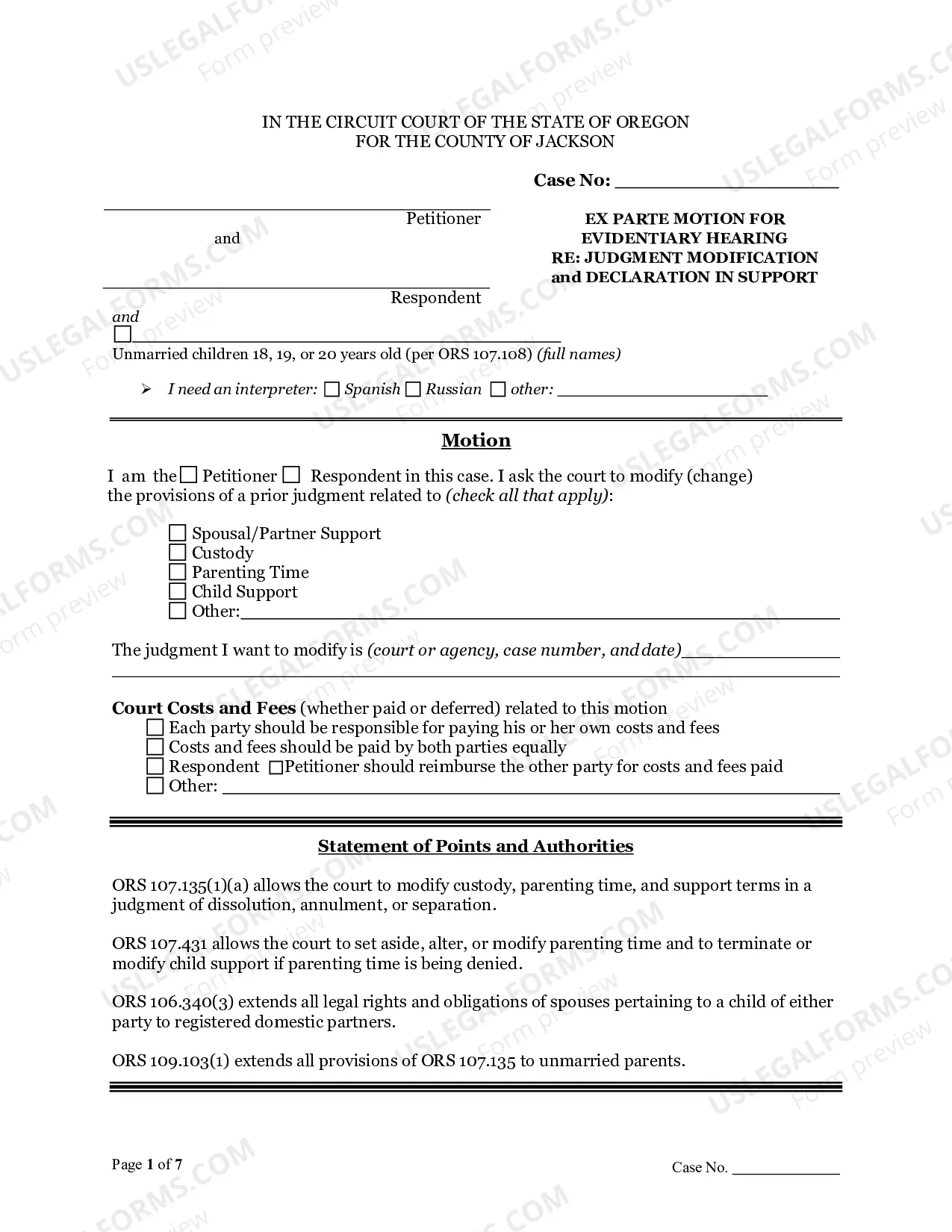 Preview Changing/Modifying a Judgment and Hearing Evidentiary (Post Judgment)