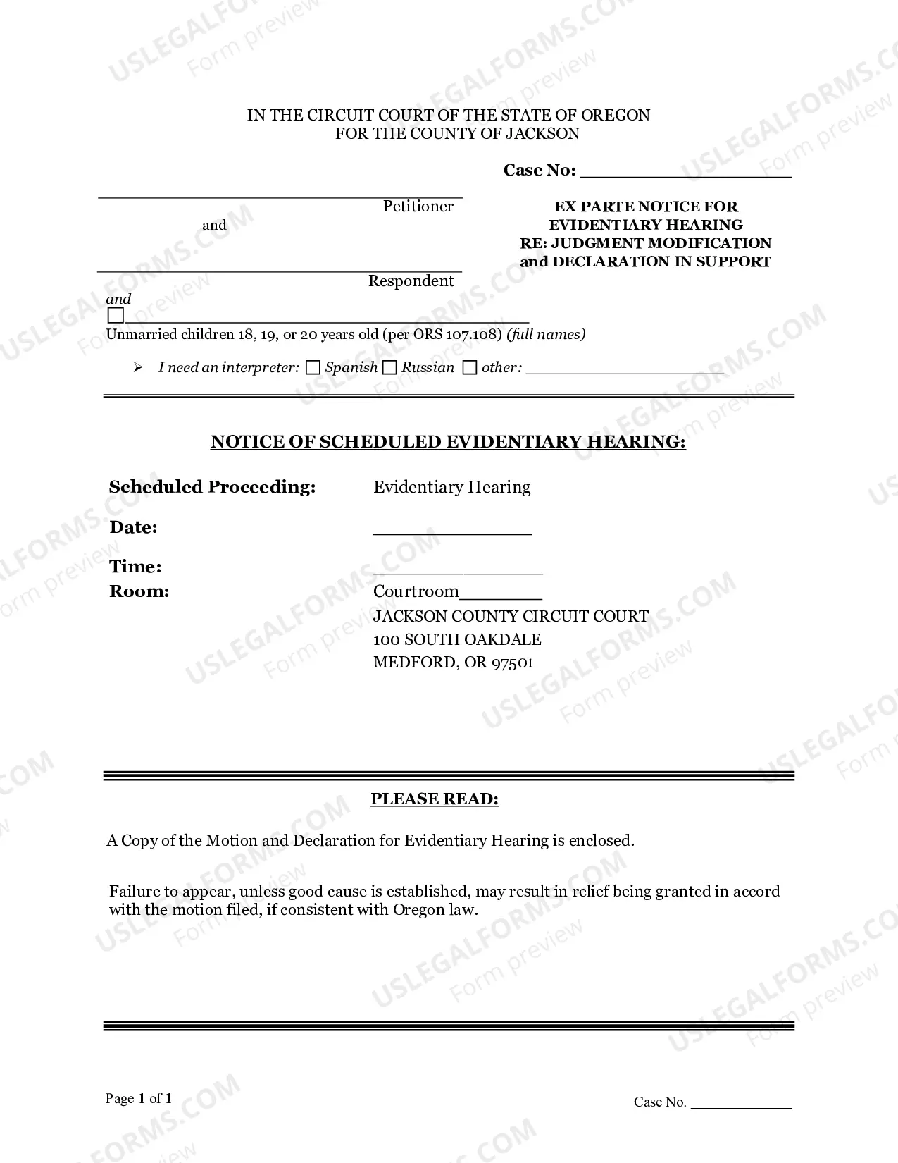Preview Changing/Modifying a Judgment and Hearing Evidentiary (Post Judgment)