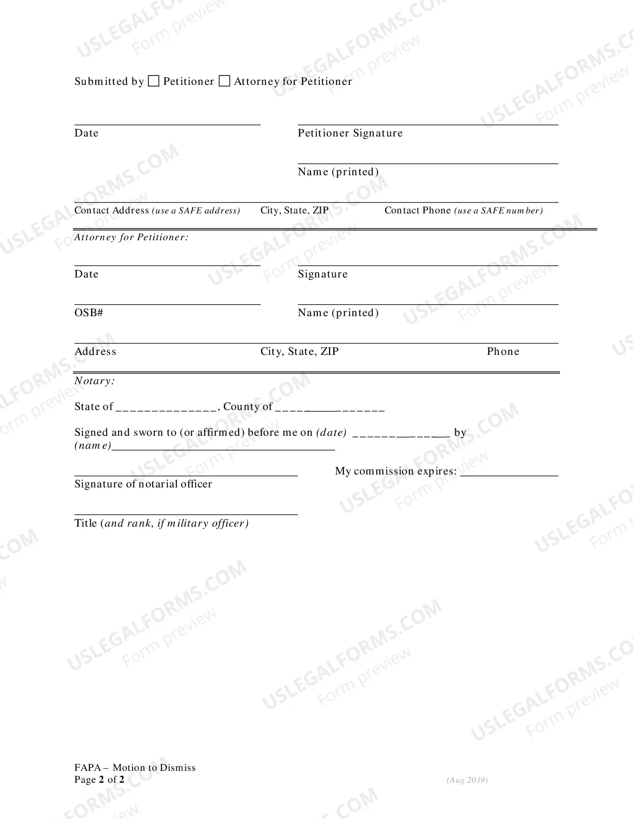 Preview Petitioners Motion And Affidavit For Dismissal And Order (1)