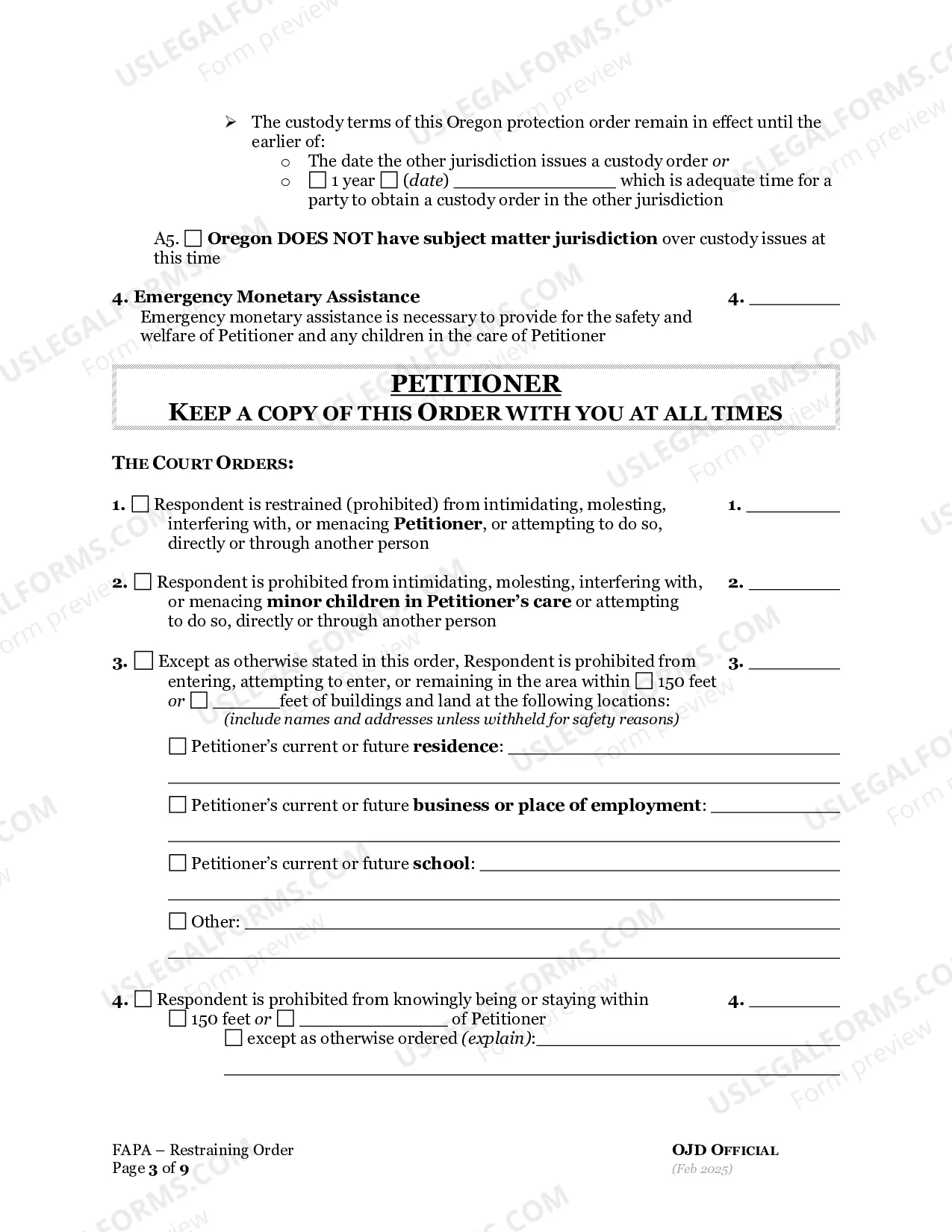 Preview Restraining Order to Prevent Abuse