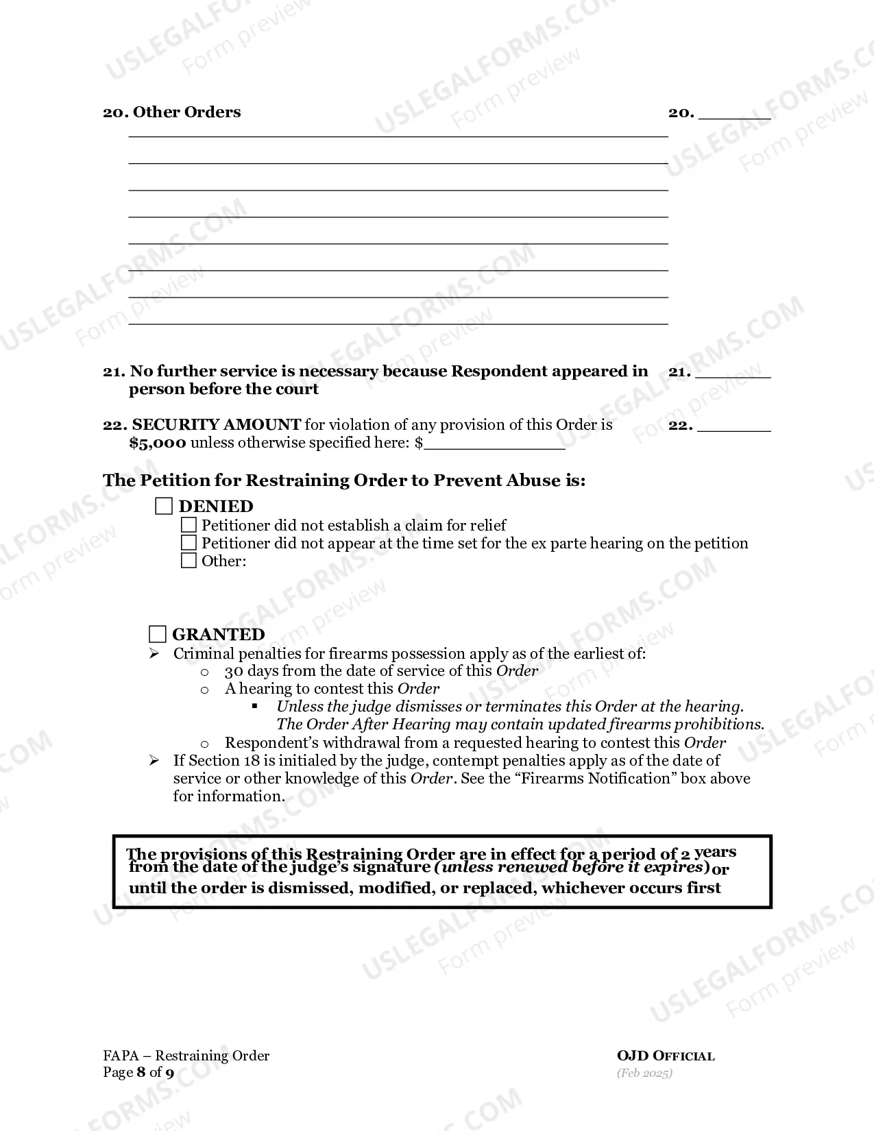 Preview Restraining Order to Prevent Abuse