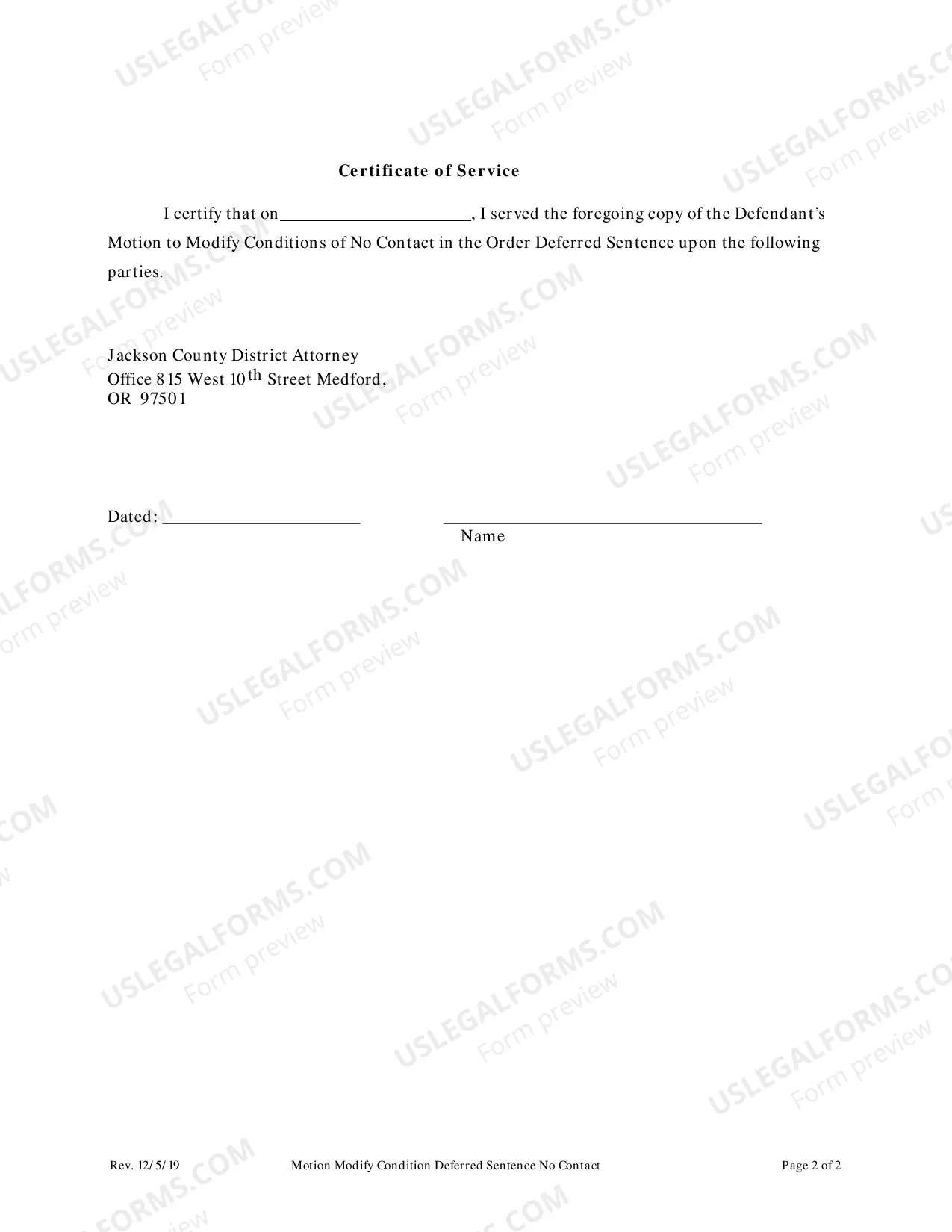 Preview Motion to Modify No Contact on Deferred Sentence
