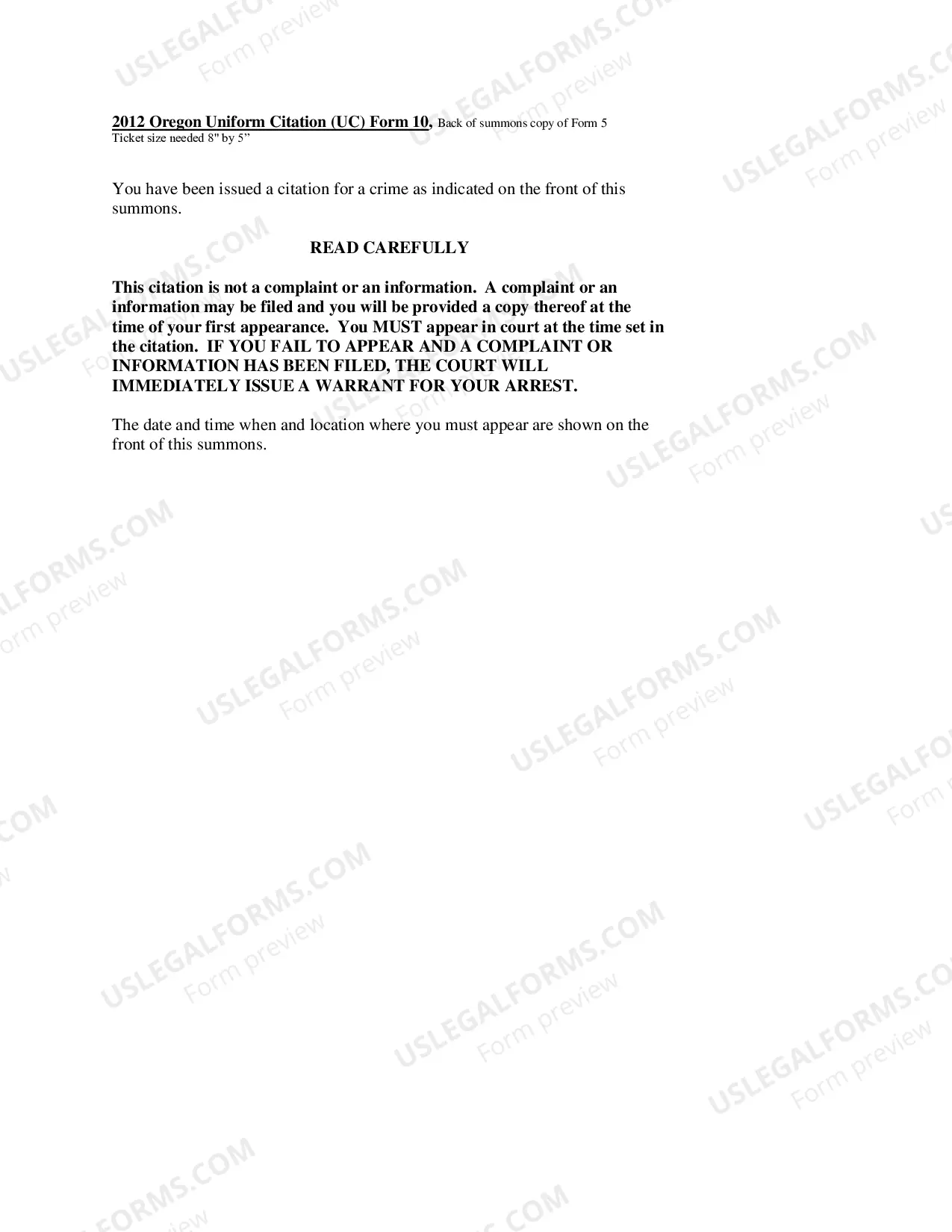 Preview Uniform Citation Forms