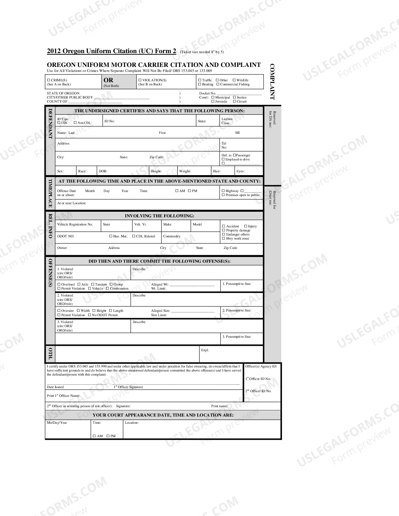 Preview Uniform Citation Forms